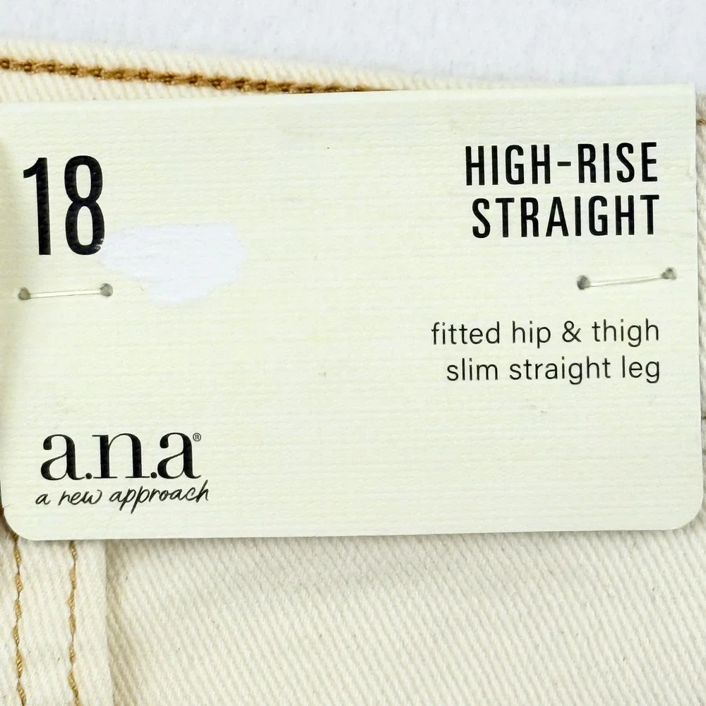 a.n.a Womens Stretch High Rise Slim Straight Leg Natural Denim Jeans Plus 18 NWT